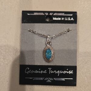 Turquoise and Silver Pendant Necklace